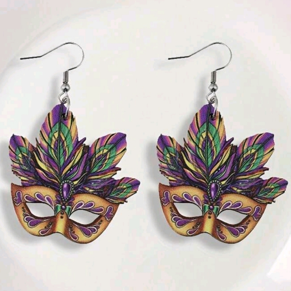 Multi-Color Mask Dangle Earrings - Picture 3 of 4